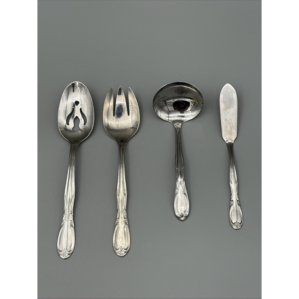 Chapel Hill Superior Stainless 4 Pc Serving Fork Slotted Spoon Ladle Butter VTG‎